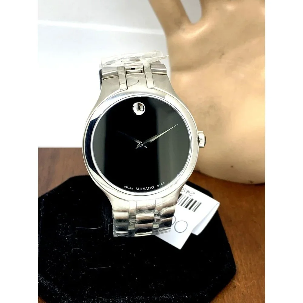 Movado Men's Watch 0606367 Museum Swiss Quartz Black Dial Silver Steel 39mm